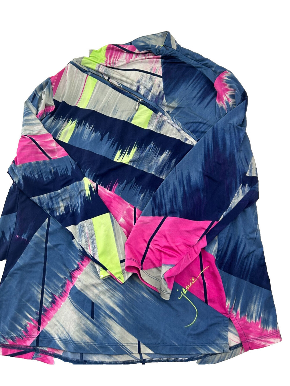 Jamie Sadock Long Sleeve Golf Jacket Top Pullover Abstract Blue Pink Yellow XXL